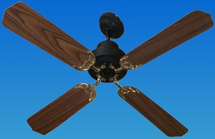 Solar Powered 12 24 Volt Ceiling Fan With 4 Wood Finish Blades