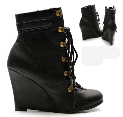 Winter Military Ankle High Heel Wedge Boots